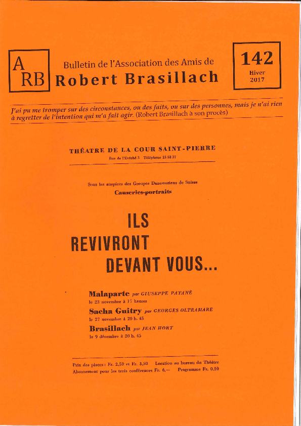 Bulletin de l'association des Amis de Robert Brasillach - 142