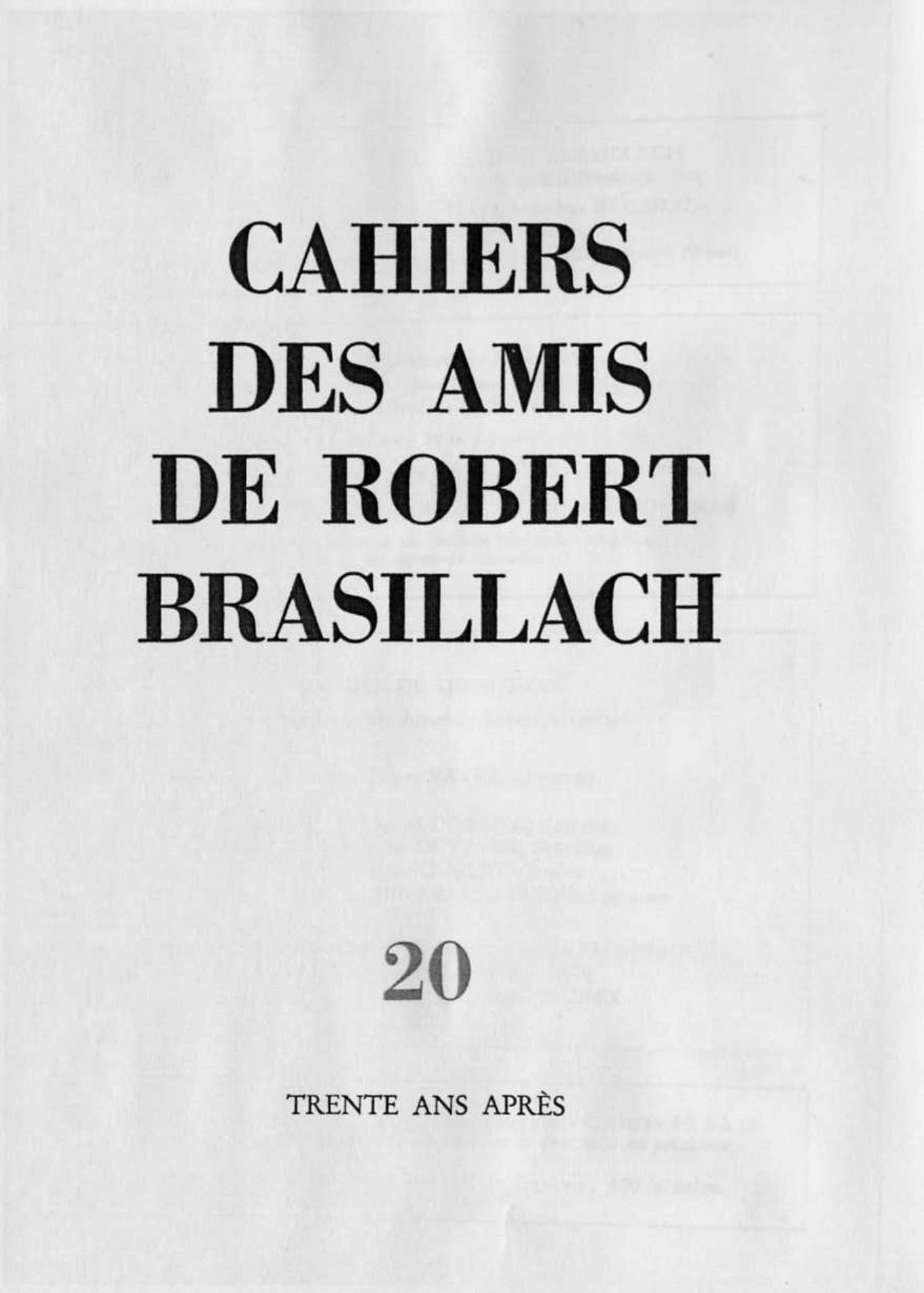 20 - Cahiers des Amis de Robert Brasillach