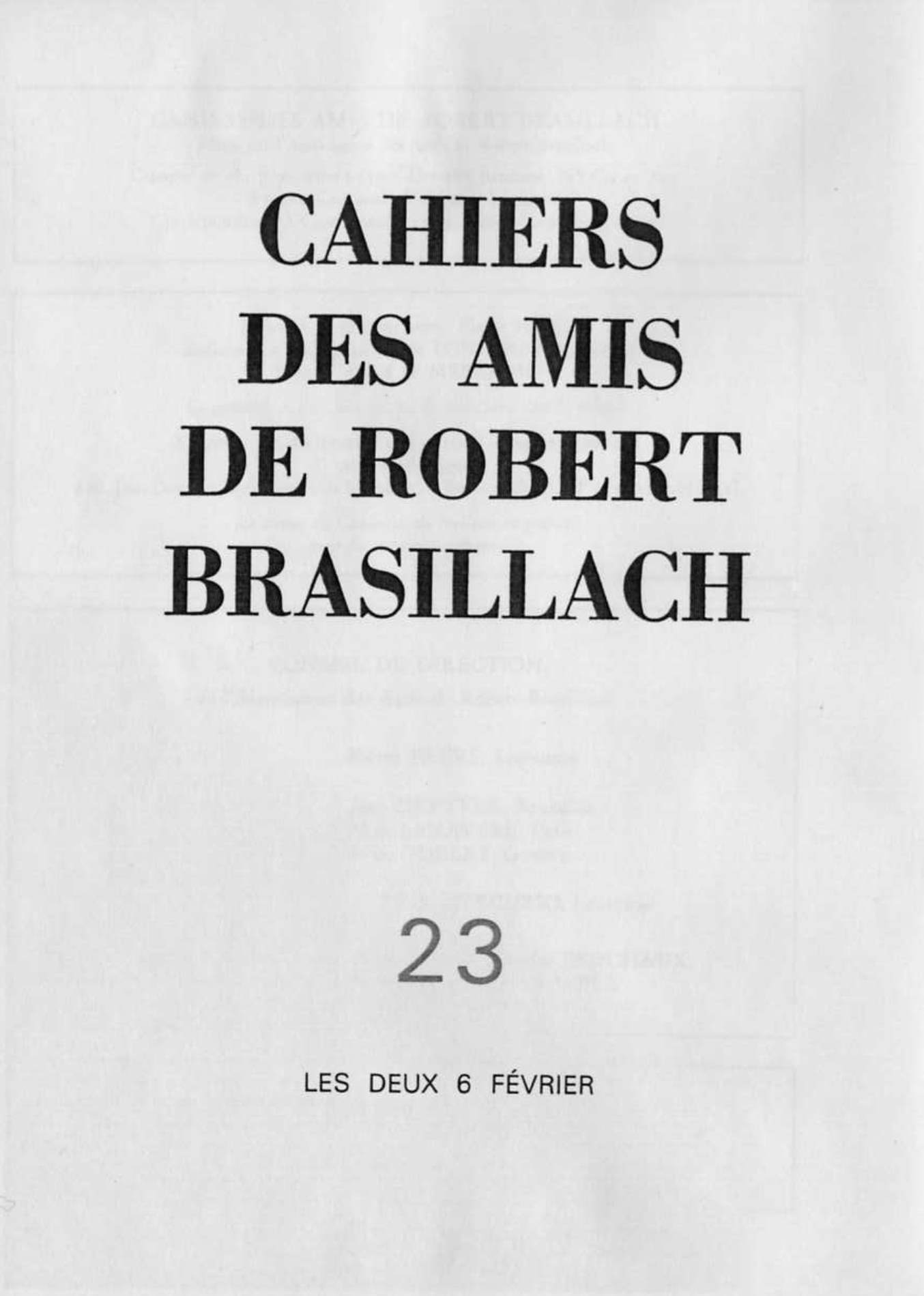 23 - Cahiers des Amis de Robert Brasillach