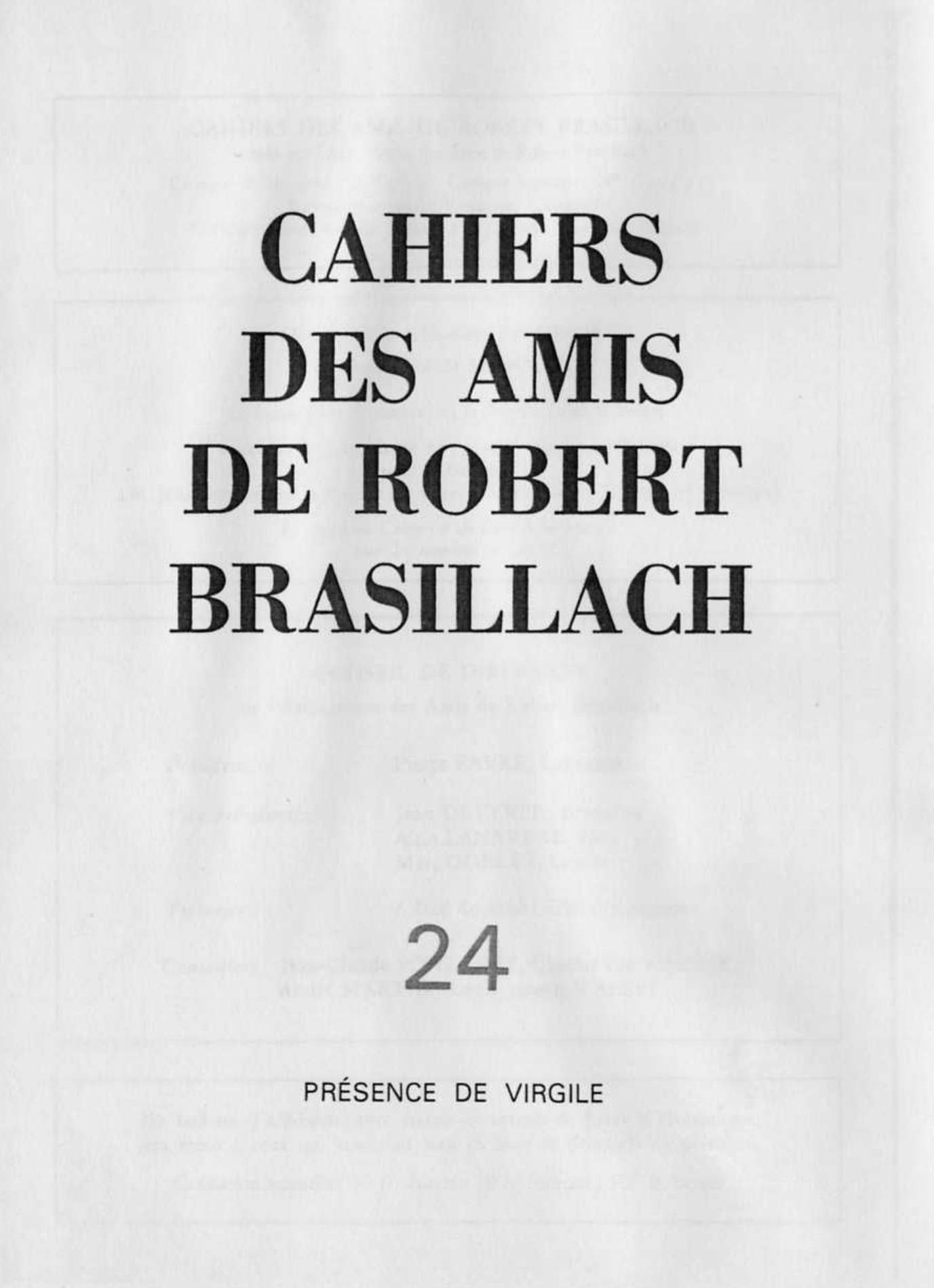 24 - Cahiers des Amis de Robert Brasillach