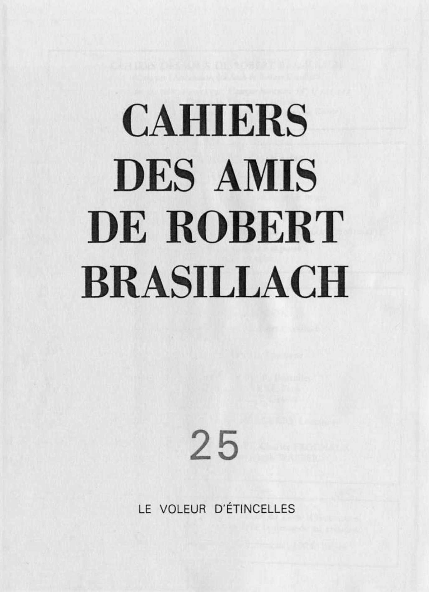 25 - Cahiers des Amis de Robert Brasillach