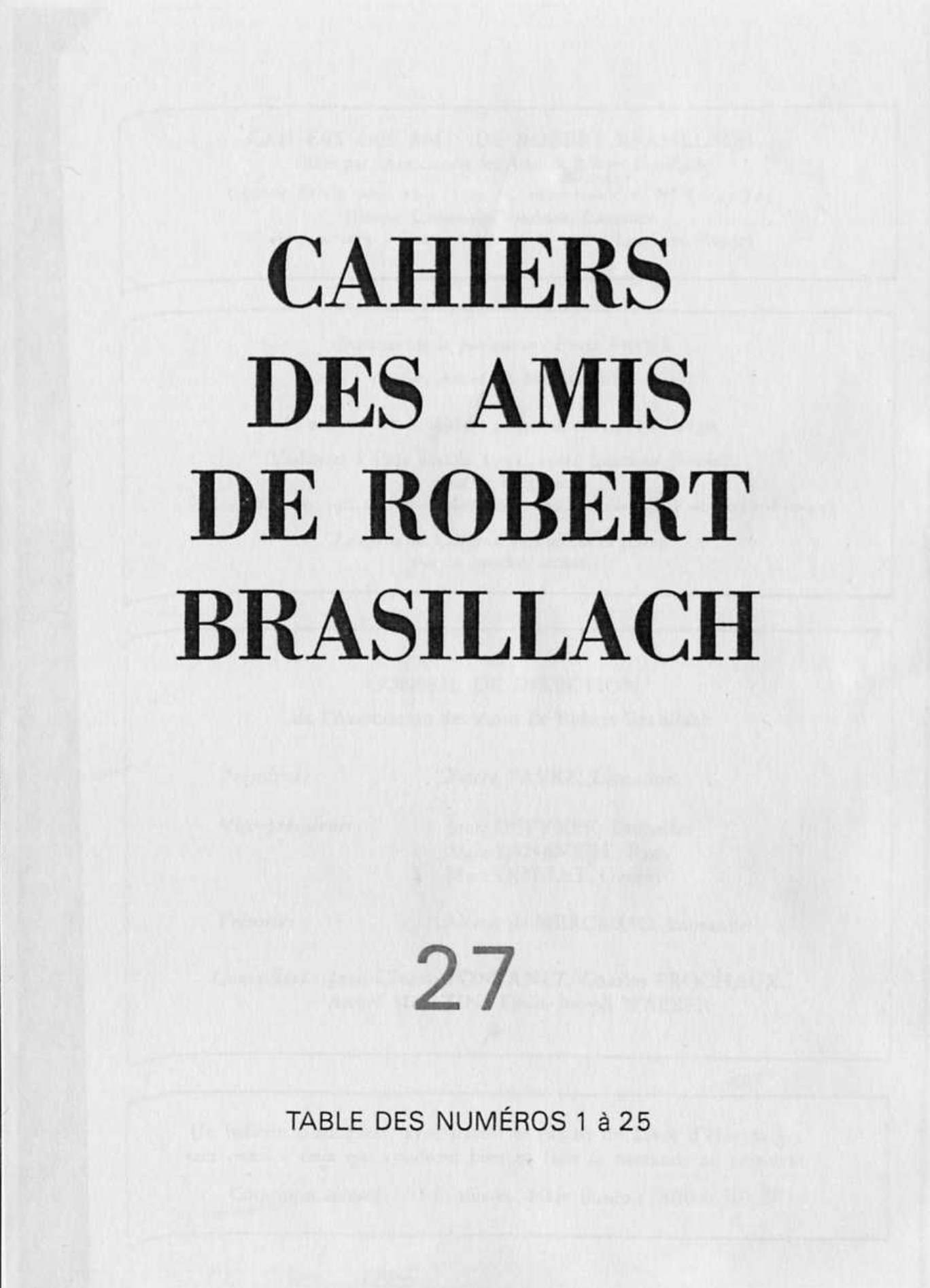 27 - Cahiers des Amis de Robert Brasillach