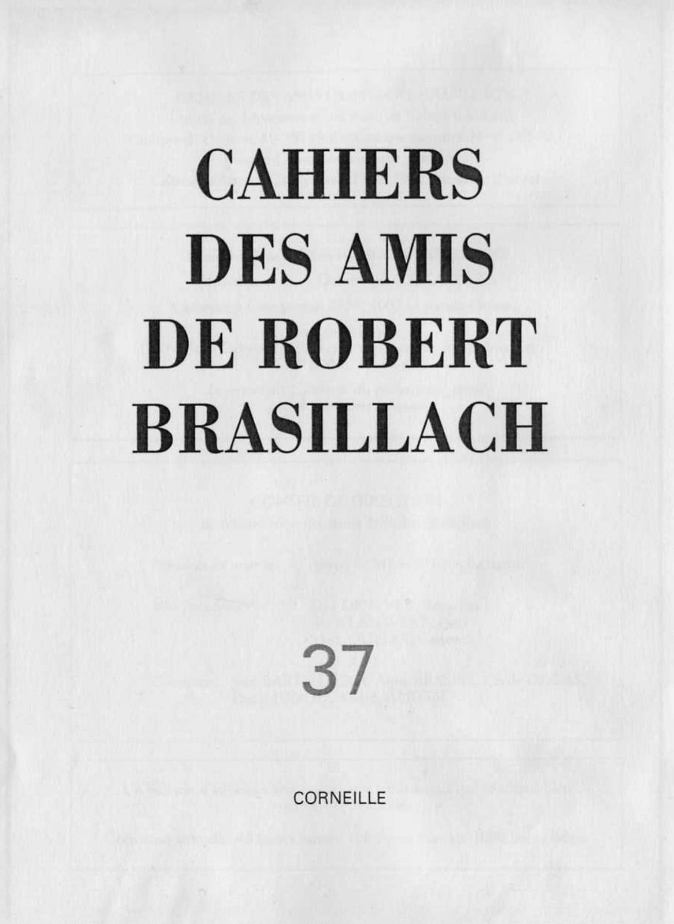 37 - Cahiers des Amis de Robert Brasillach